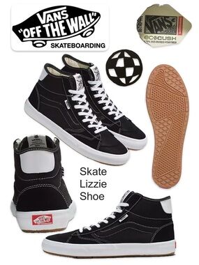 Vans The Lizzie Armanto Black Suede Skate Shoes Size Men 8.5 / Women 10